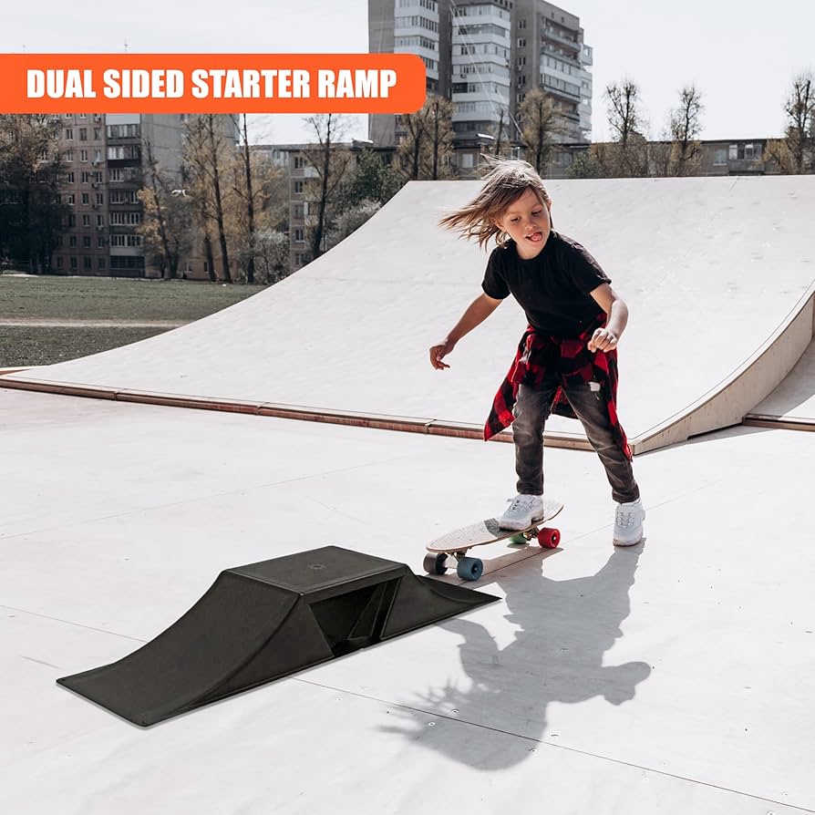 The Magic Toy Shop Small Dual Sided Skate Ramp - Black, Anti